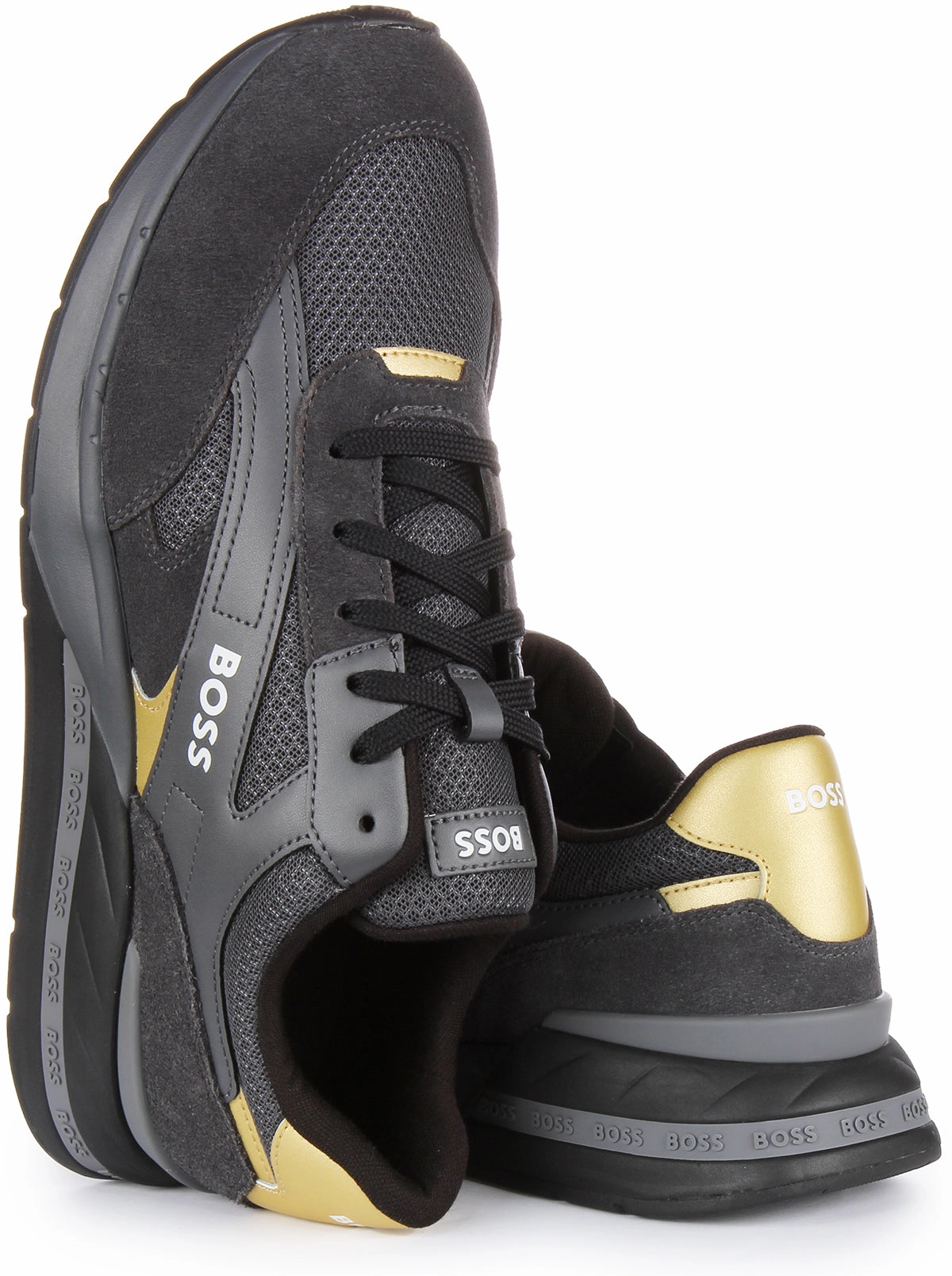 Boss Kurt Runner Sdme In Black Gold For Men Spring Toe