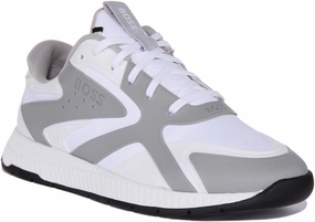 Boss Titanium Runner In White Grey For Men Flex Feel