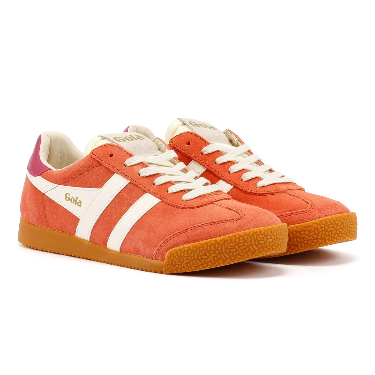 Heel Balance Stable Frame Gola Elan Suede Women's Hot Coral/Off White/ Fuchsia Trainers