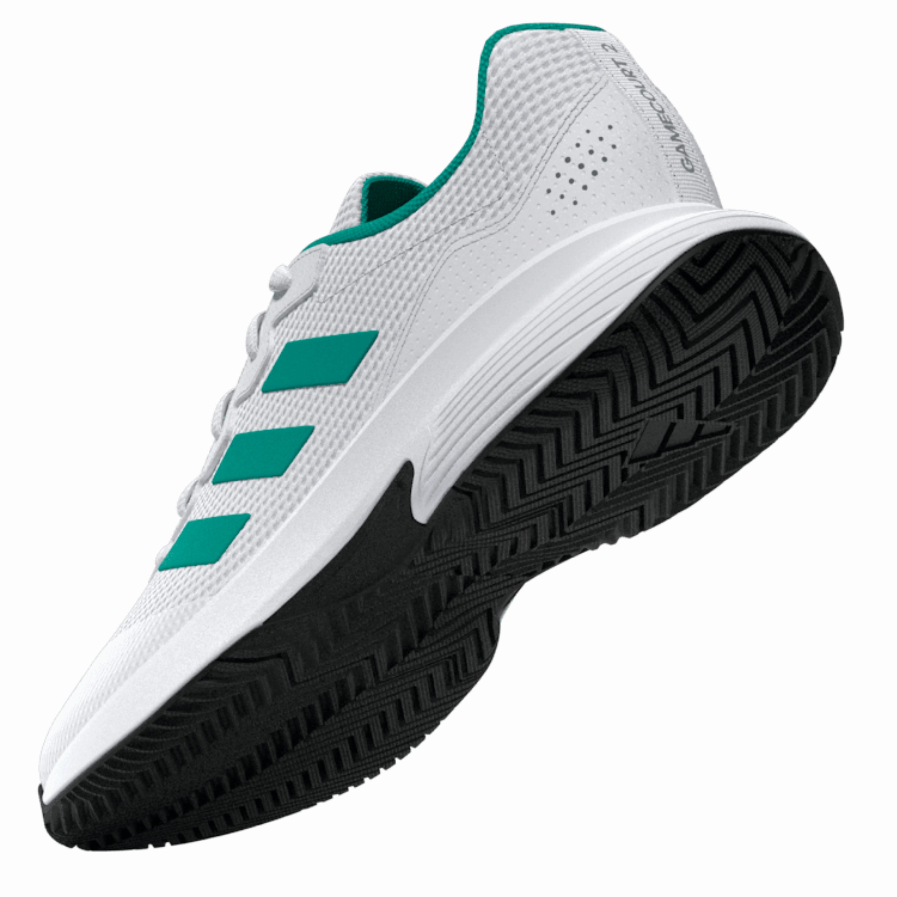 Breath Comfort Adidas Gamecourt 2.0 Mens Tennis Shoes - Footwear White/Pure Teal/Core Black