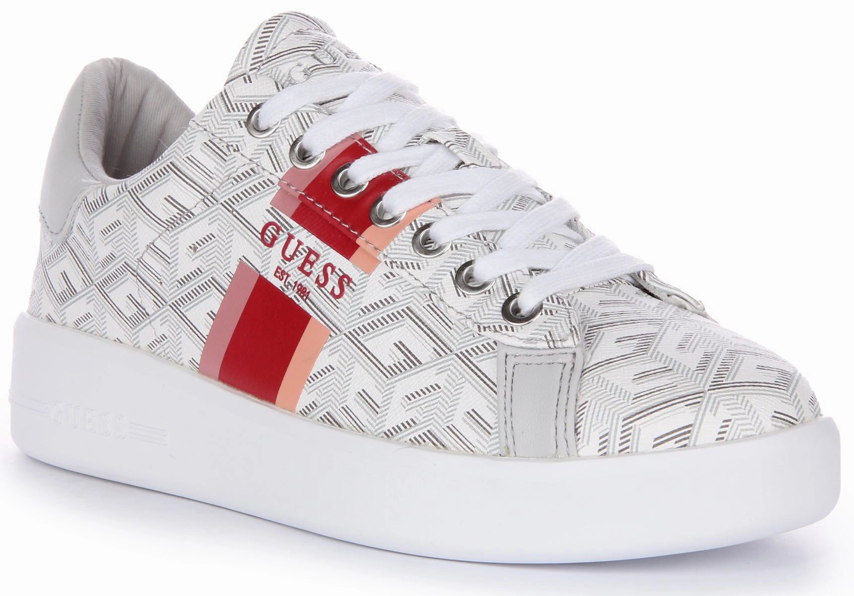 Guess Reyhana G Cube Trainer In Stone For Women Toe Comfort
