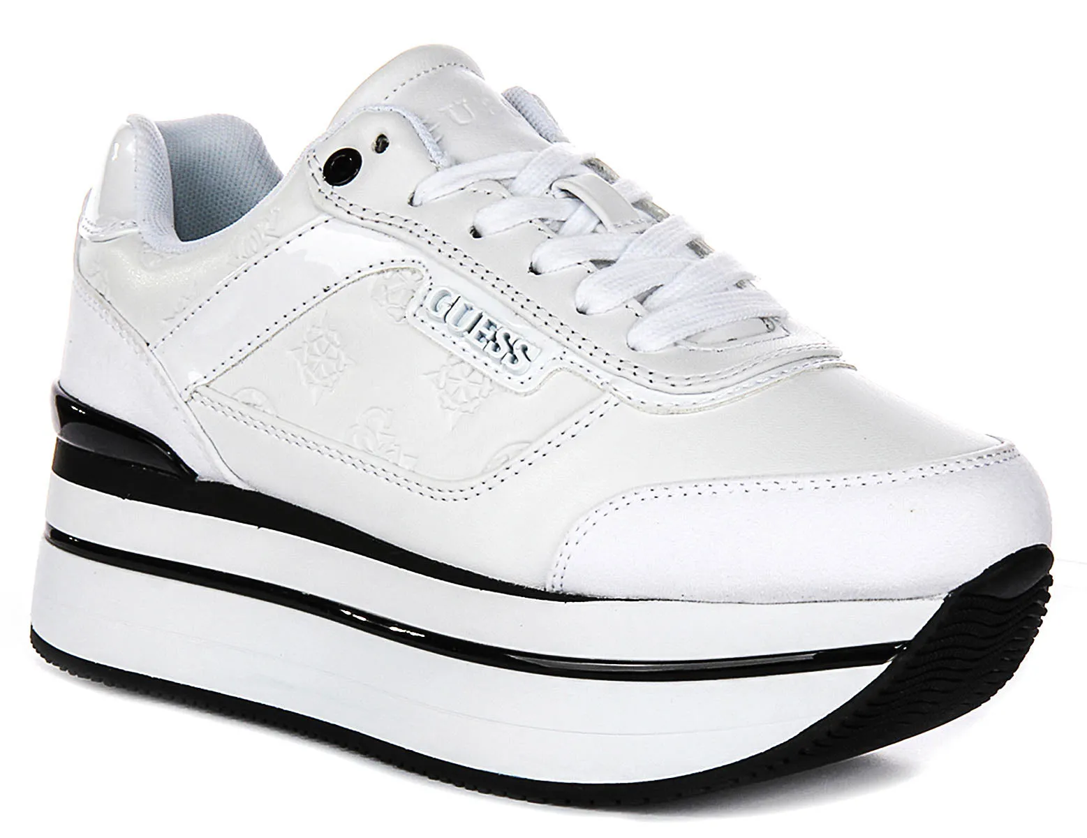 Guess Hansin Platform Sneakers In White For Women Shine Step