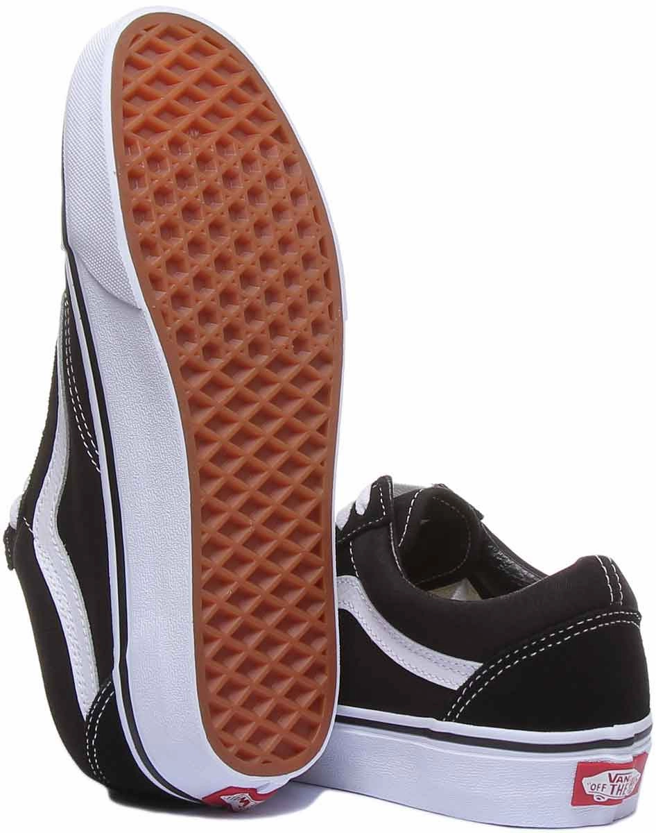 Breathable Comfort Vans Classic Old Skool In Black White For Women