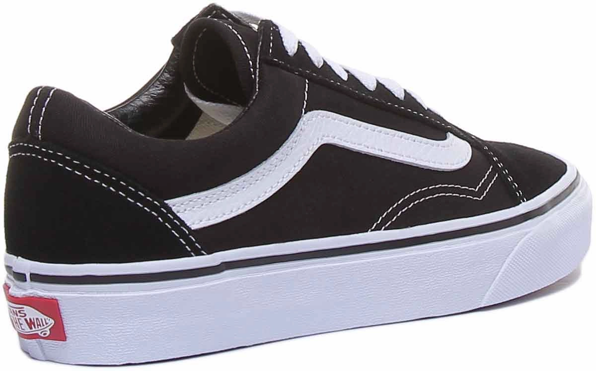 Breathable Comfort Vans Classic Old Skool In Black White For Women