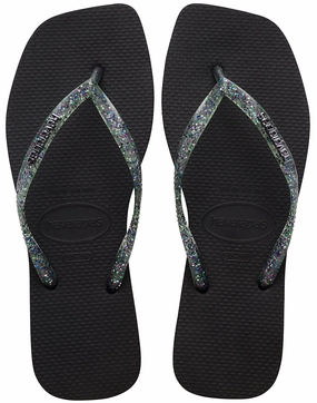 Garden Relaxation Wear Havaianas Square Glitter Metallic Logo In Black For Women