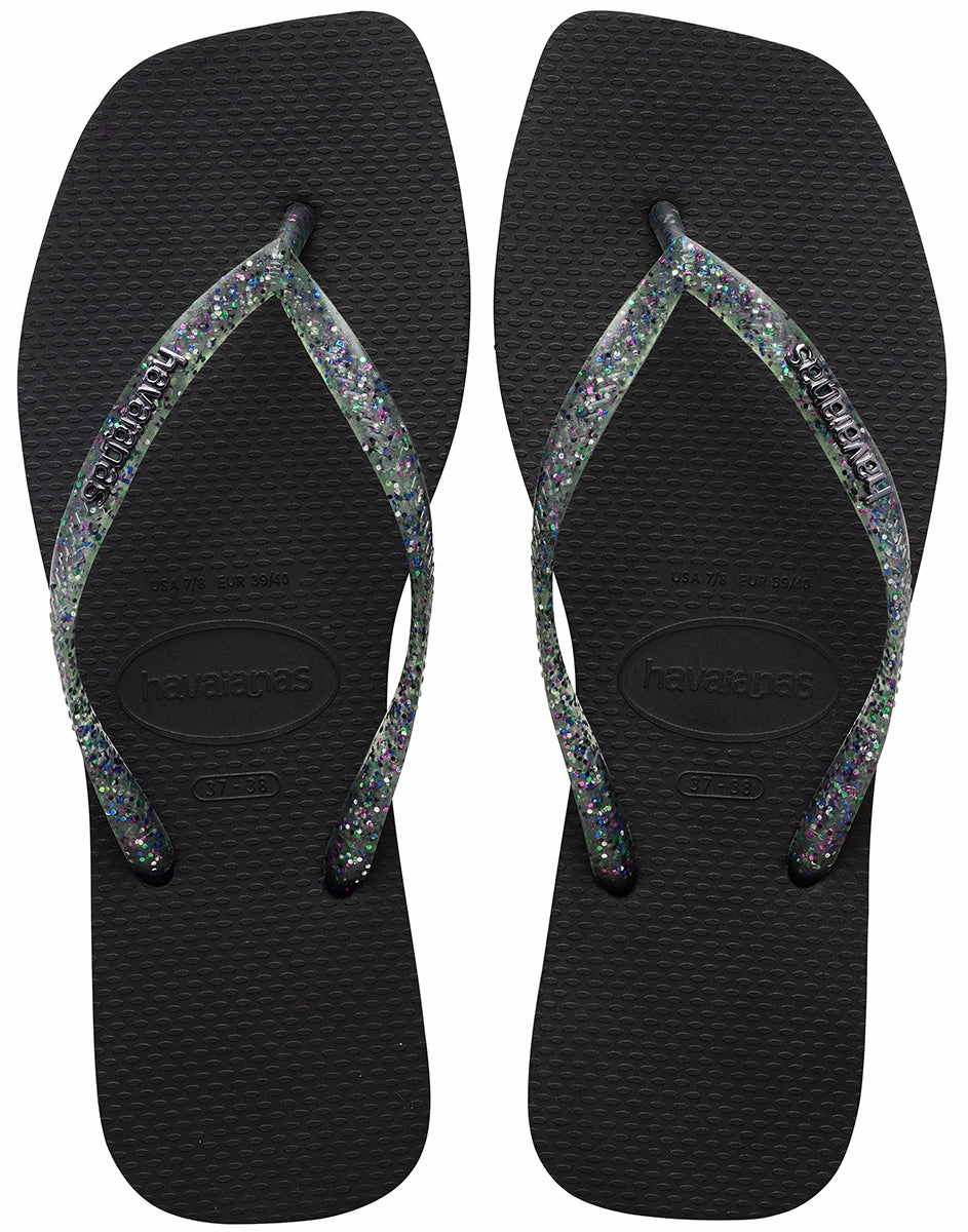 Garden Relaxation Wear Havaianas Square Glitter Metallic Logo In Black For Women