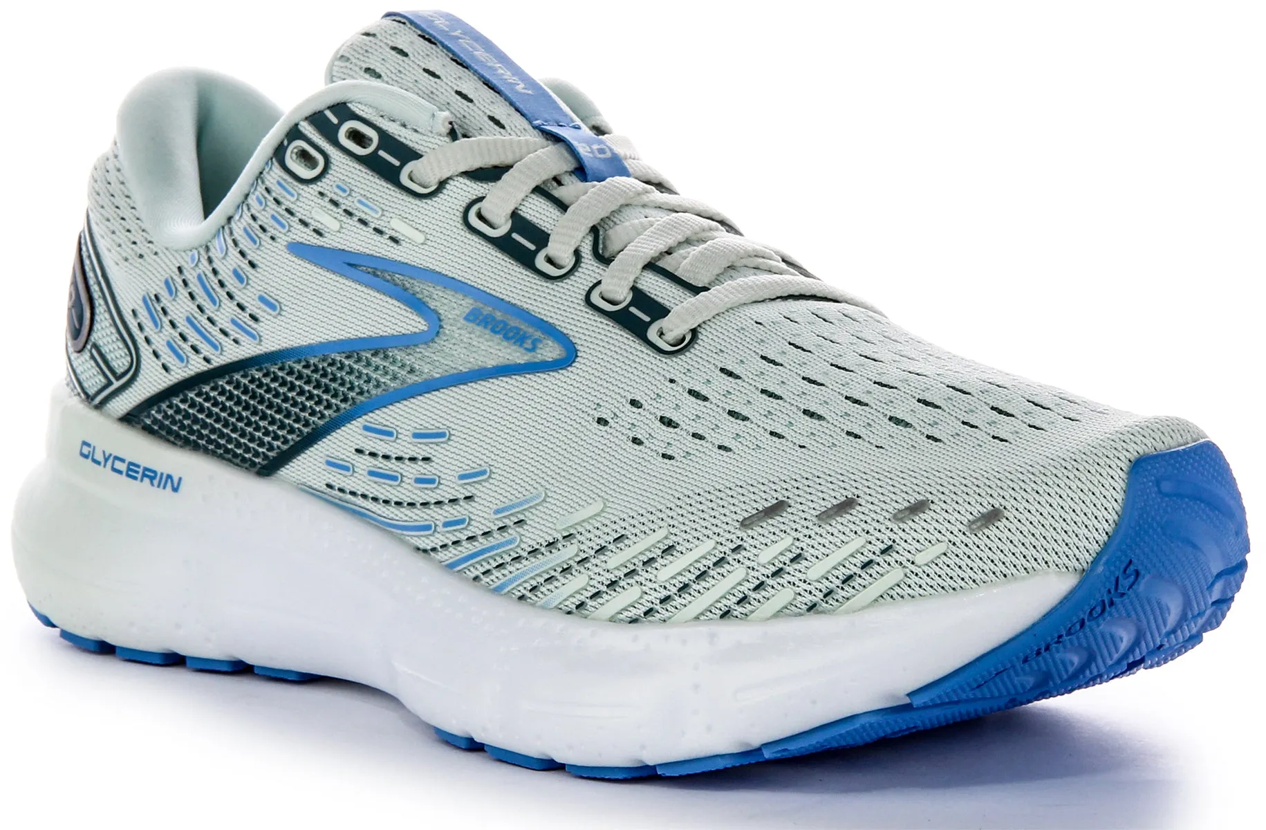 Brooks Glycerine 20 In Light Blue | Regular Fit Durable soles resist wear from frequent use Designed to support versatile workout types
