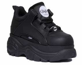 Buffalo 1339-14 Platform Trainers 1533094 In Black Comfortable Cushion Moon Hike