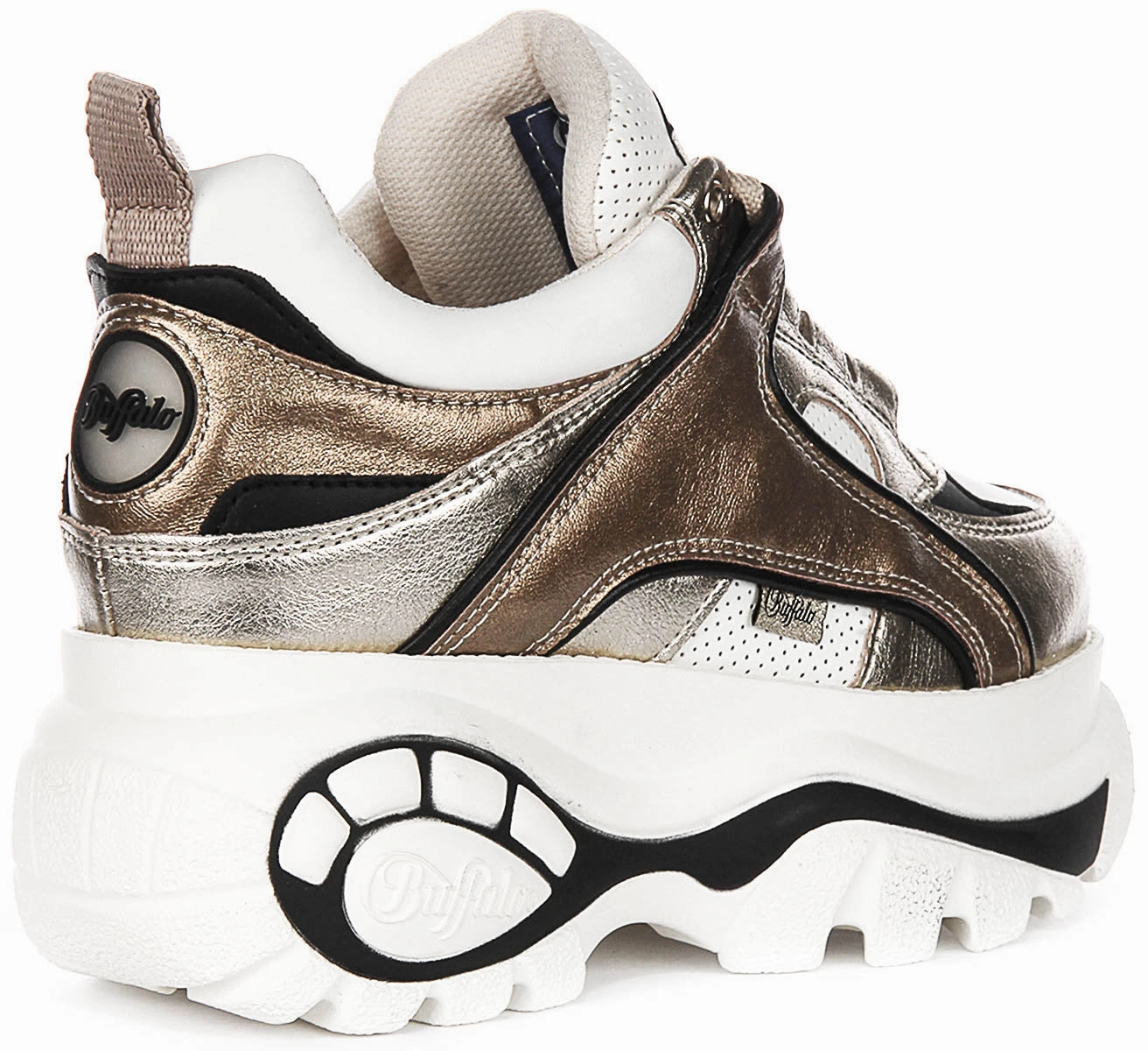Buffalo 1339-14 Platform Trainers Silver Gold For Women Soft Motion Step