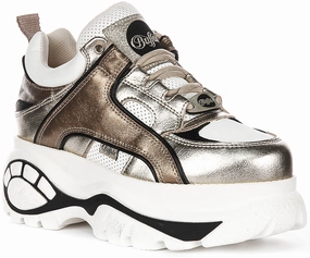 Buffalo 1339-14 Platform Trainers Silver Gold For Women All Day Comfort
