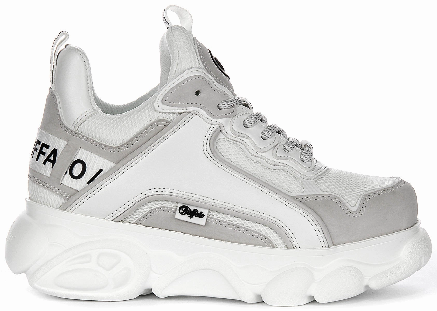 Buffalo Cld Chai In White Grey For Women Flexible Step Move Glide-Out