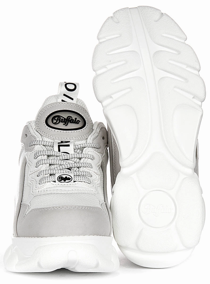 Buffalo Cld Chai In White Grey For Women Flexible Step Move Glide-Out