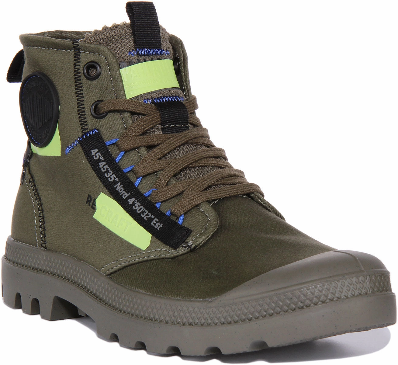 Palladium Pampa Hi In Olive Side zipper Outback Proof