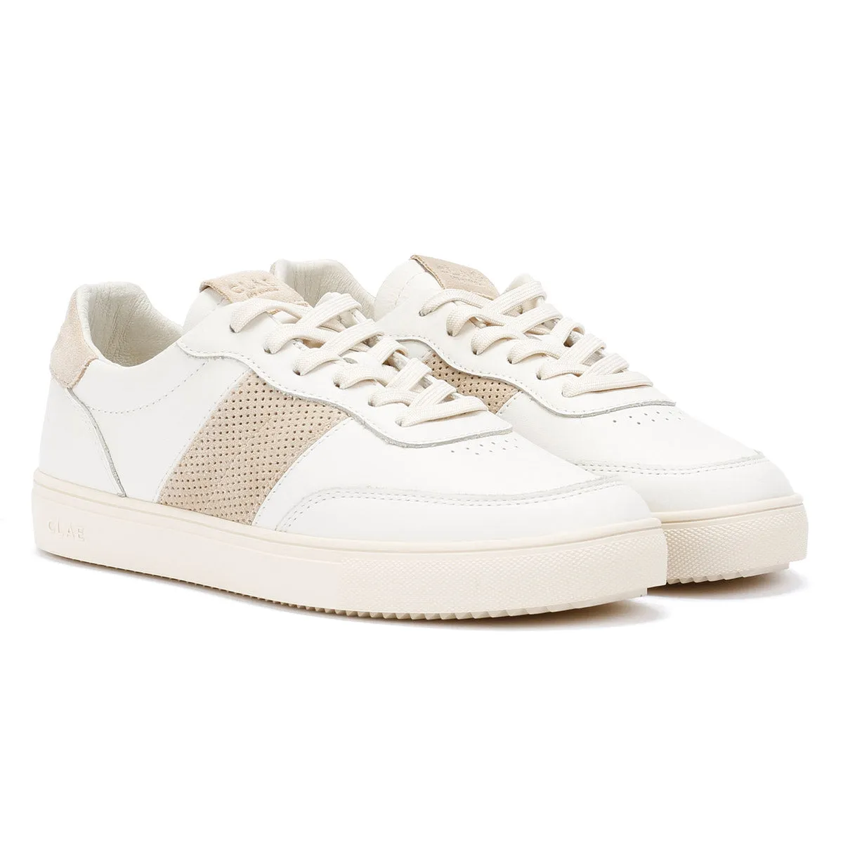 Clae Davis Men's Off White/Safari Trainers Outsole cradle secures the foot during direction changes Step Routine
