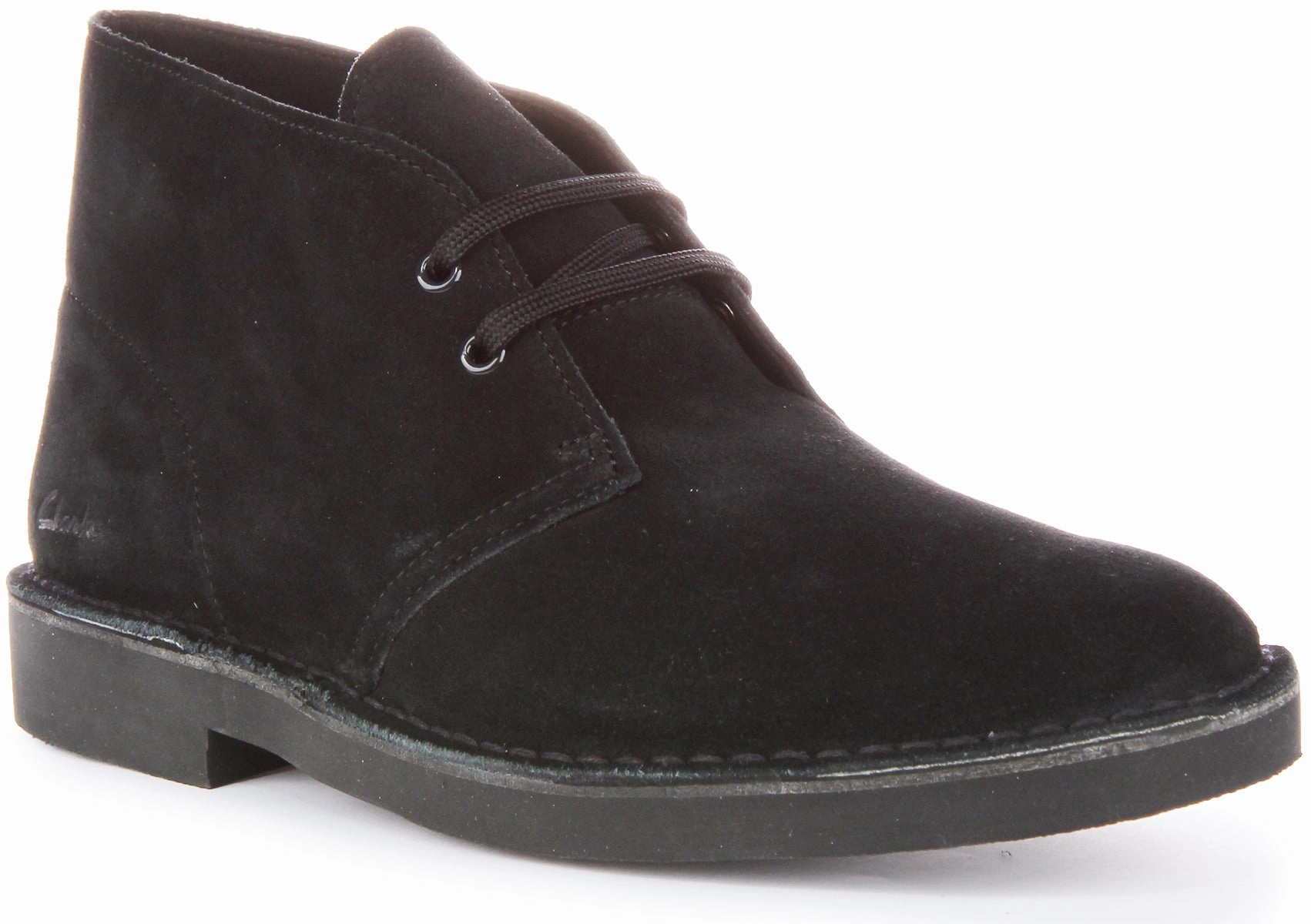 Robust Build Clarks Desert Boot Evo In Black Suede For Men