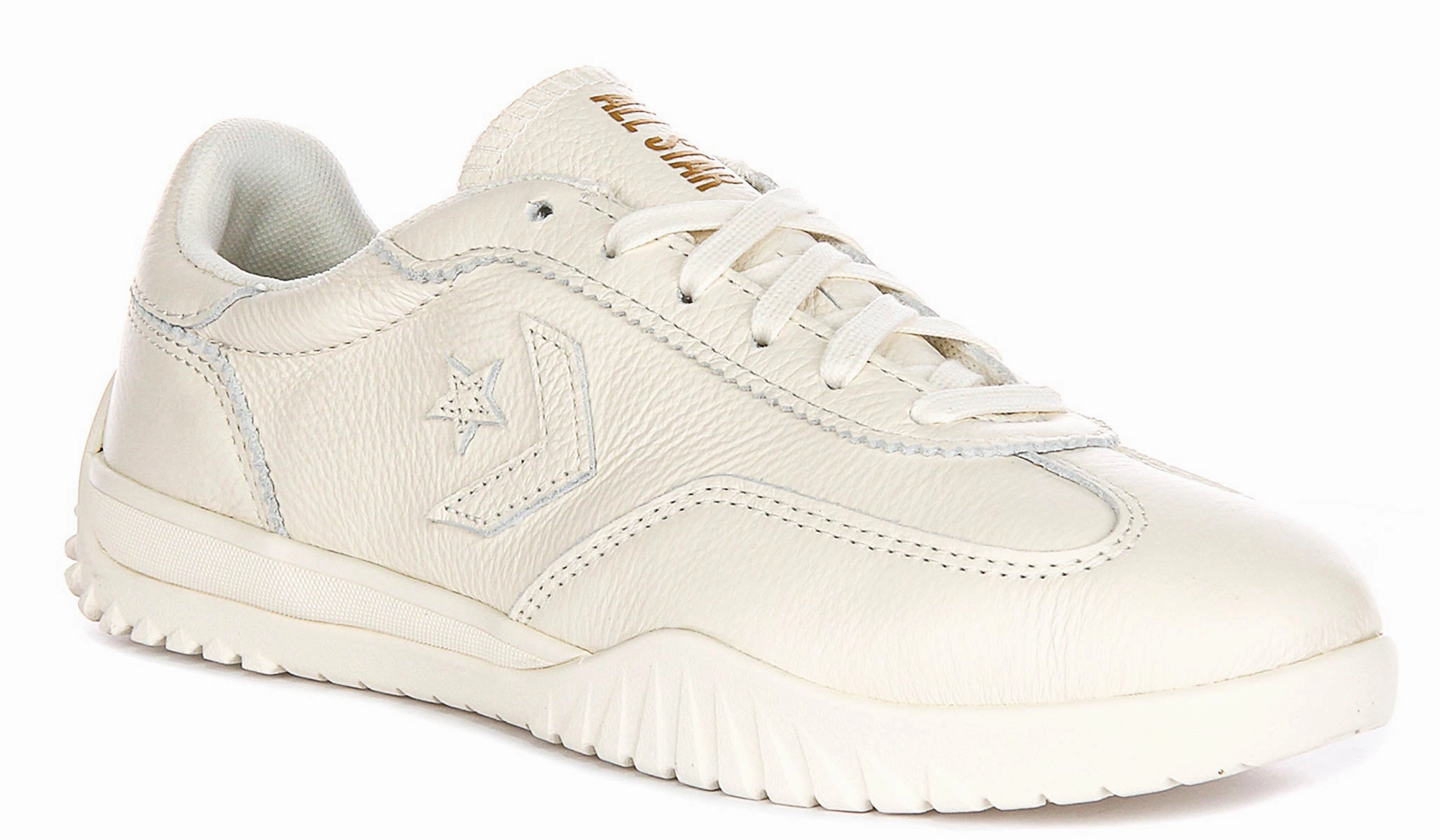 Anatomical ankle collar adds support without stiffness Light Mesh Converse Run Star Trainers A12778C In Cream Leather