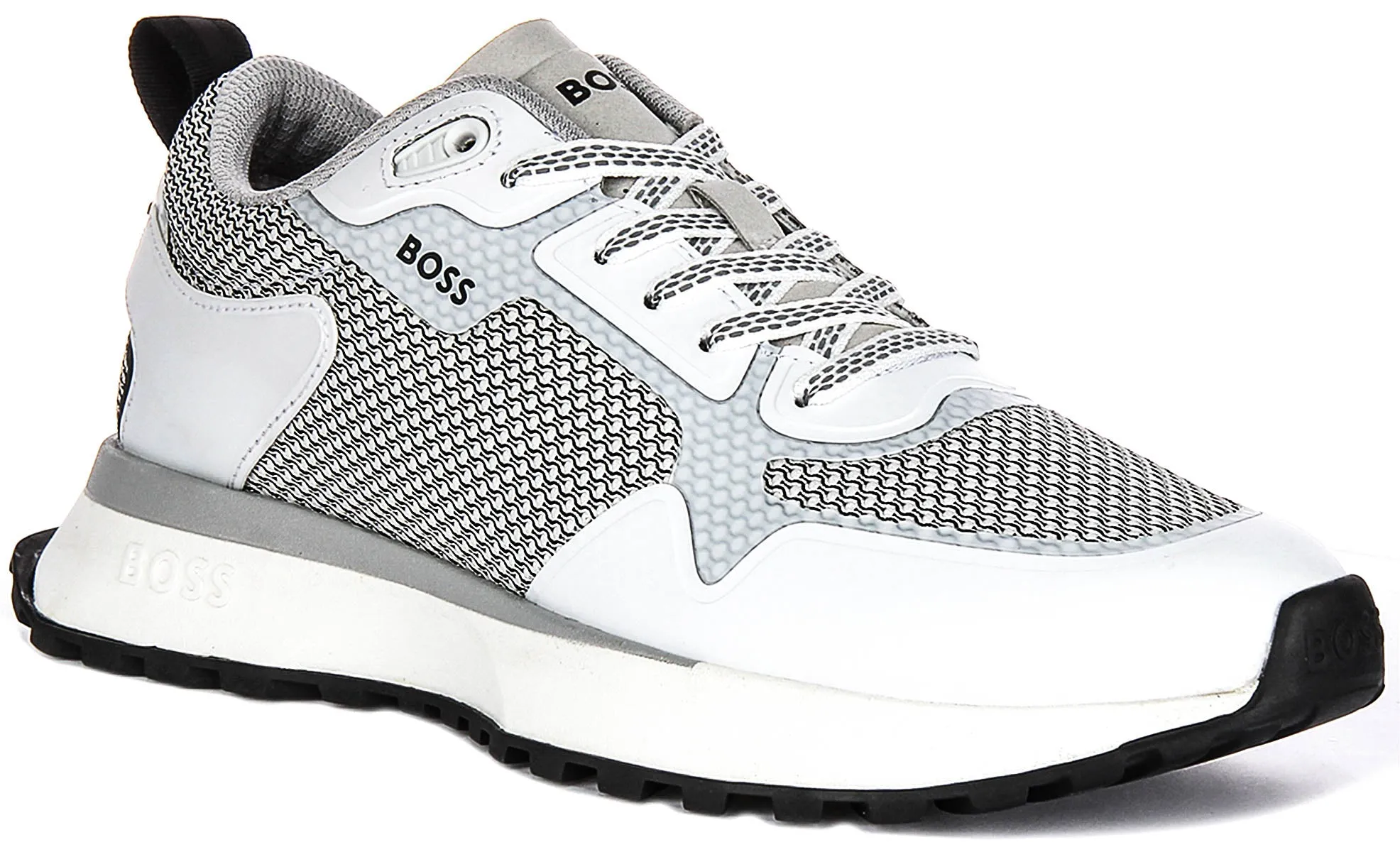 Boss Jonah Runner Mesh In Grey Black For Men Neutral design makes them adaptable to any training need