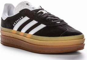 Adidas Gazelle Bold W Black White Gum Trainers adjustable - lacing running shoes