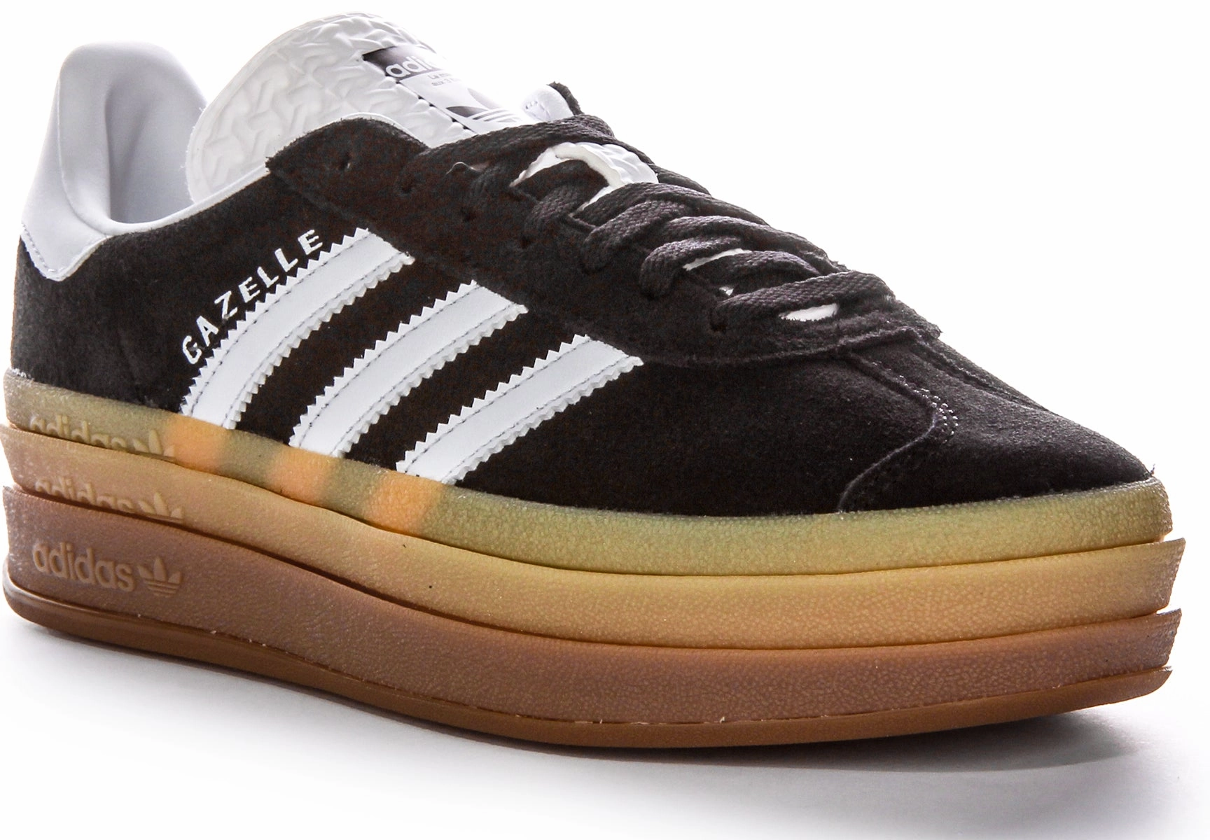 Adidas Gazelle Bold W Black White Gum Trainers adjustable - lacing running shoes