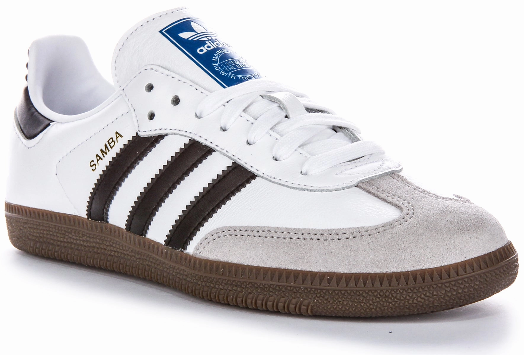 Ankle Lock Nonstop Action Adidas Samba OG Trainers In White Black