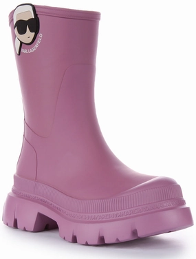 Outdoor Essentials Boots Comfy Walk Style Karl Lagerfeld Trekka Rain In Pink For Women