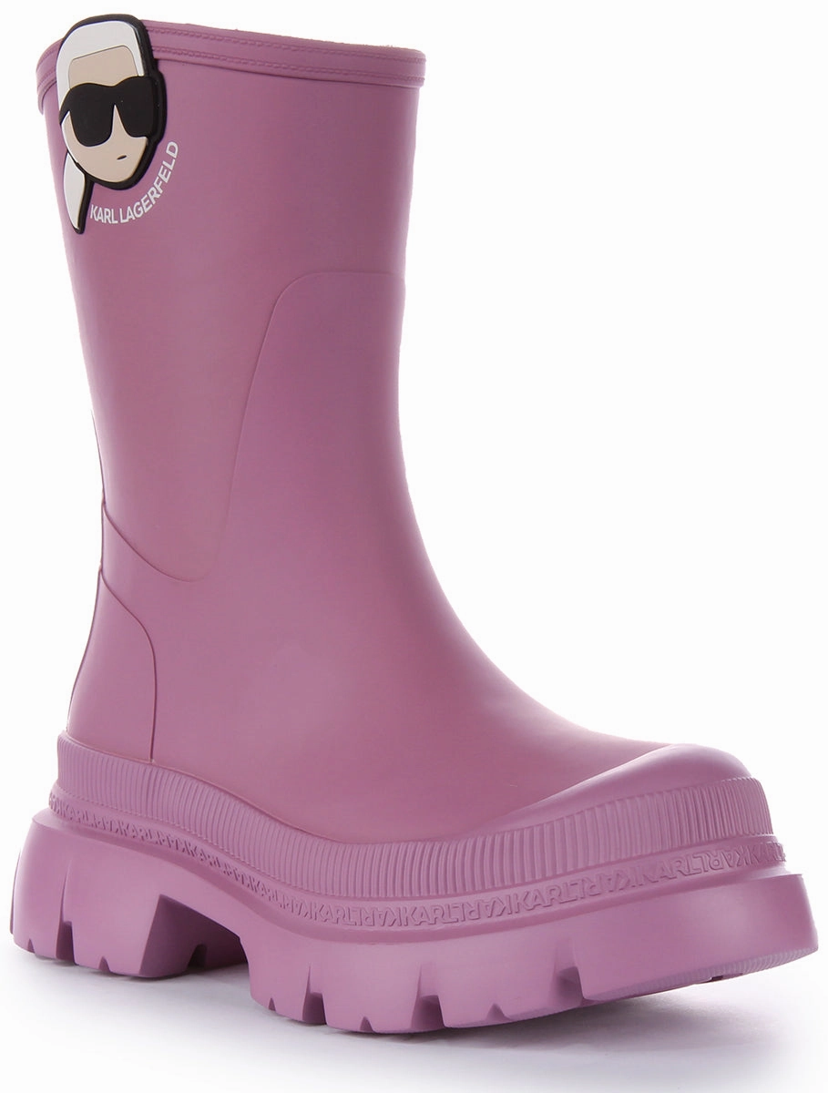 Outdoor Essentials Boots Comfy Walk Style Karl Lagerfeld Trekka Rain In Pink For Women