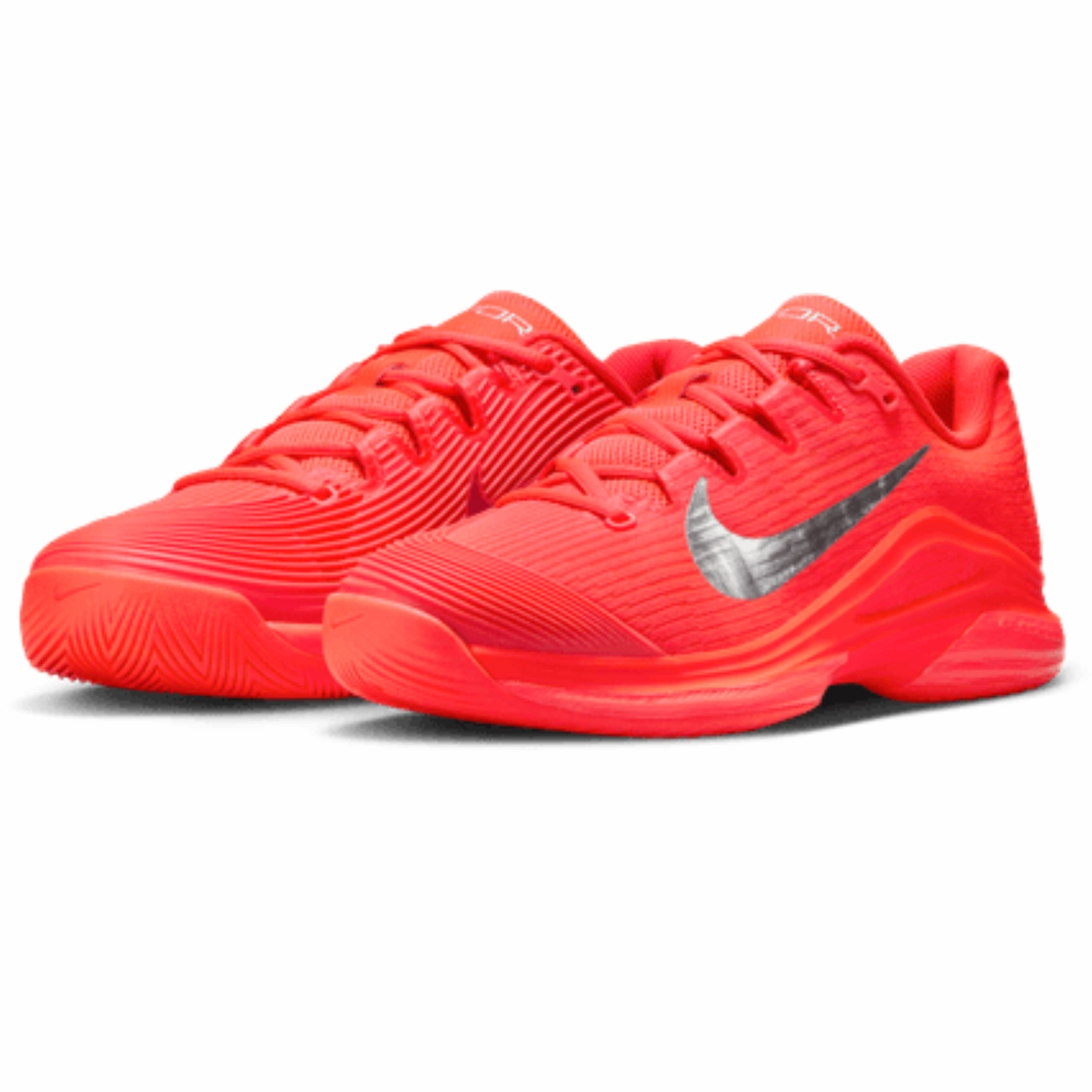 Comfort Insole Design Nike Vapor 12 Premium Womens Hard Court Tennis Shoes - Bright Crimson/Metallic Silver