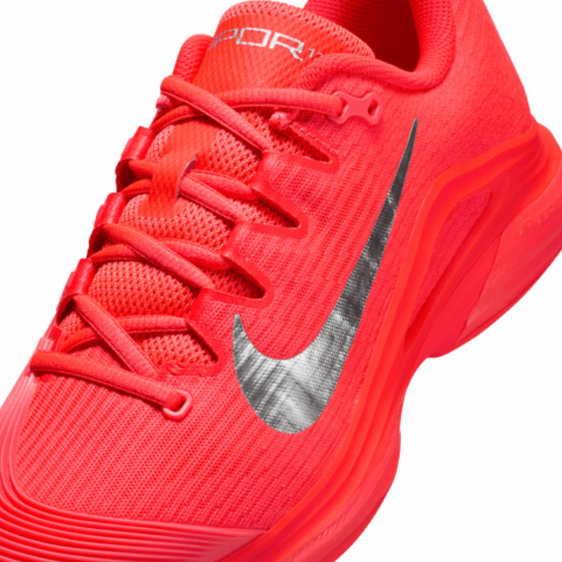Comfort Insole Design Nike Vapor 12 Premium Womens Hard Court Tennis Shoes - Bright Crimson/Metallic Silver