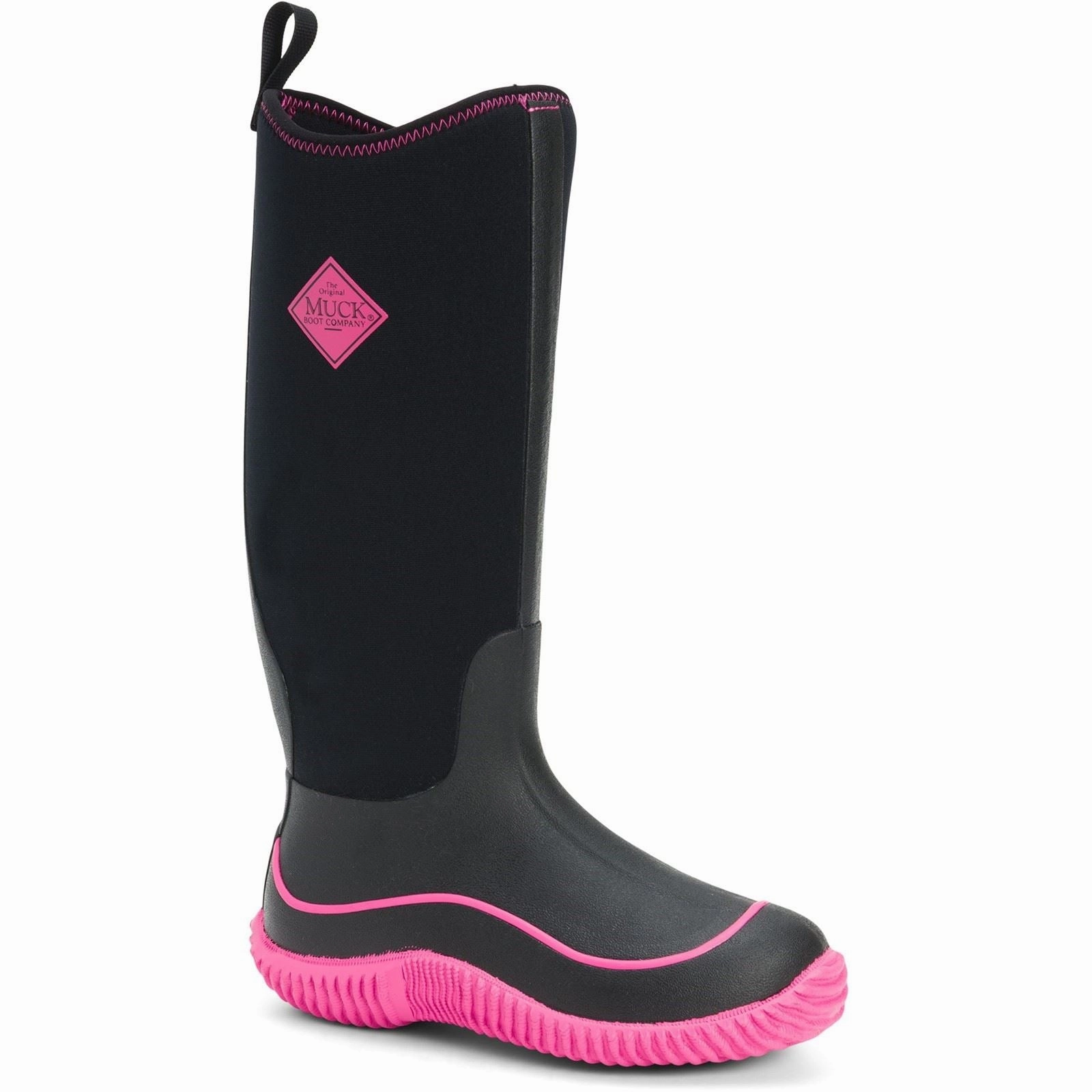 Slip Free Boots Muck Boots Hale Rubber Black/Pink Wellington Boots