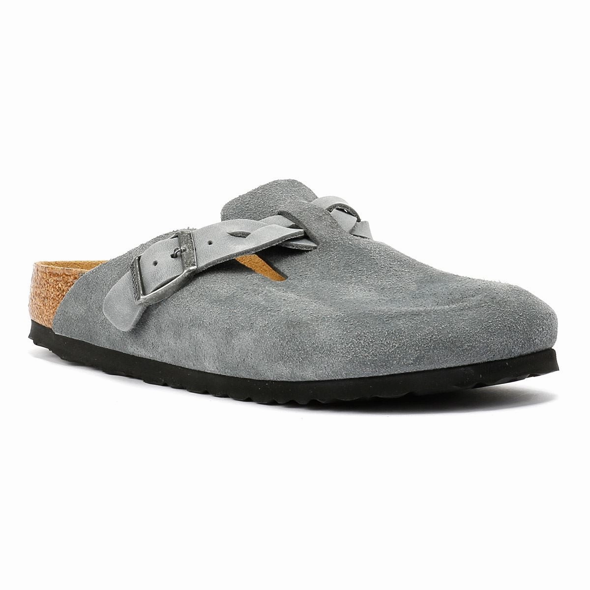 Comfortable Ease Birkenstock Boston Braided Suede Women's Basalt Grey Narow Fit Clogs
