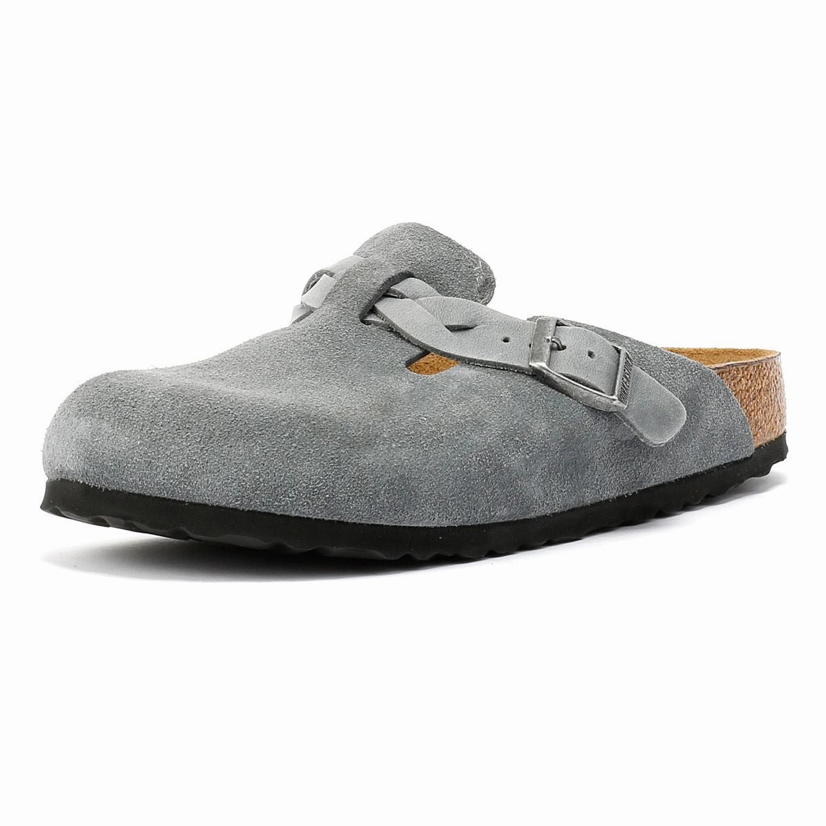 Comfortable Ease Birkenstock Boston Braided Suede Women's Basalt Grey Narow Fit Clogs