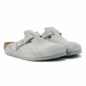 Birkenstock Boston Suede Pure Sage Clogs Step In Comfort Shoes