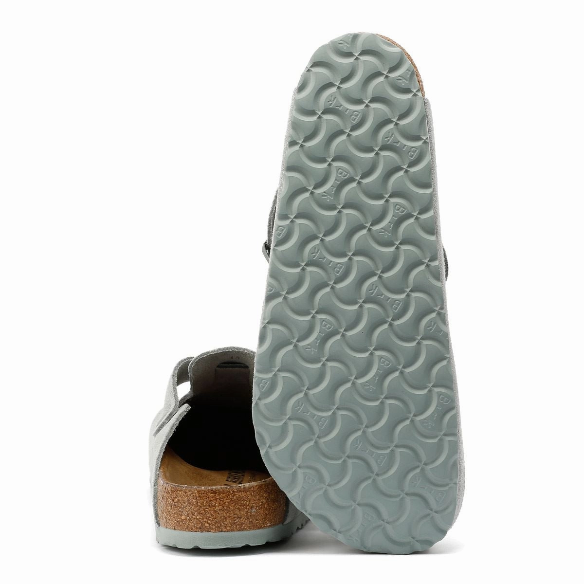 Comfortable Ease Birkenstock Boston Suede Pure Sage Clogs