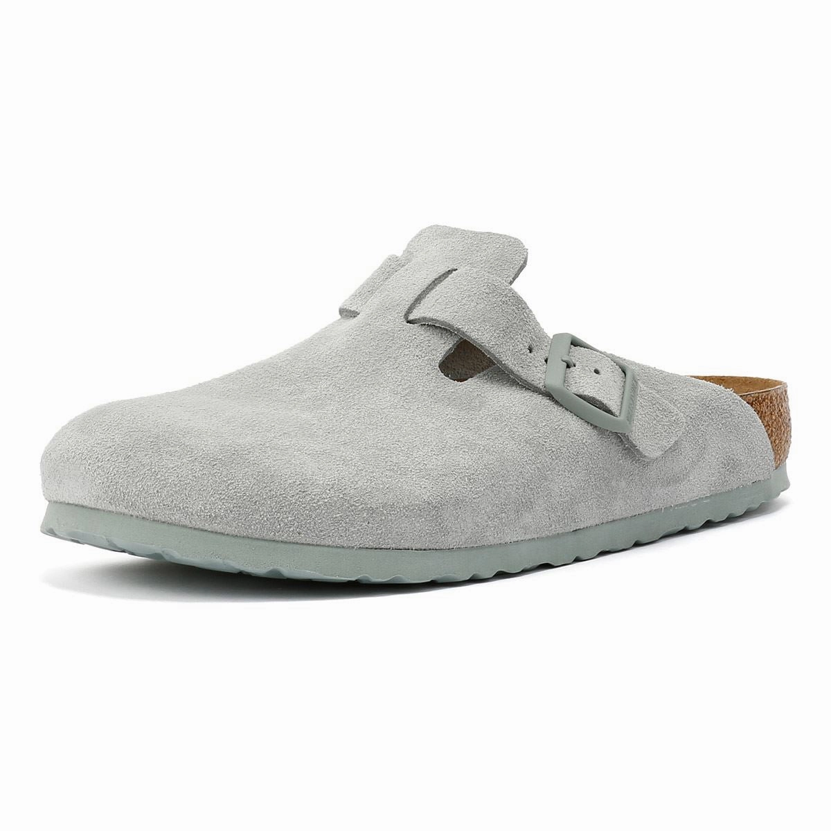 Comfortable Ease Birkenstock Boston Suede Pure Sage Clogs