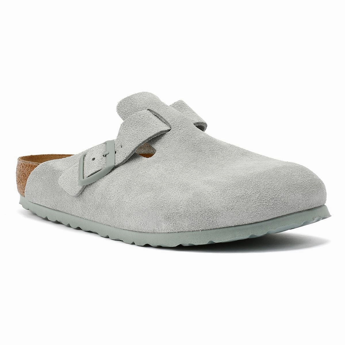 Comfortable Ease Birkenstock Boston Suede Pure Sage Clogs