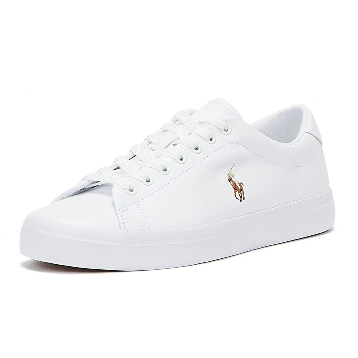 Compression Fit Ralph Lauren Longwood Leather White Trainers