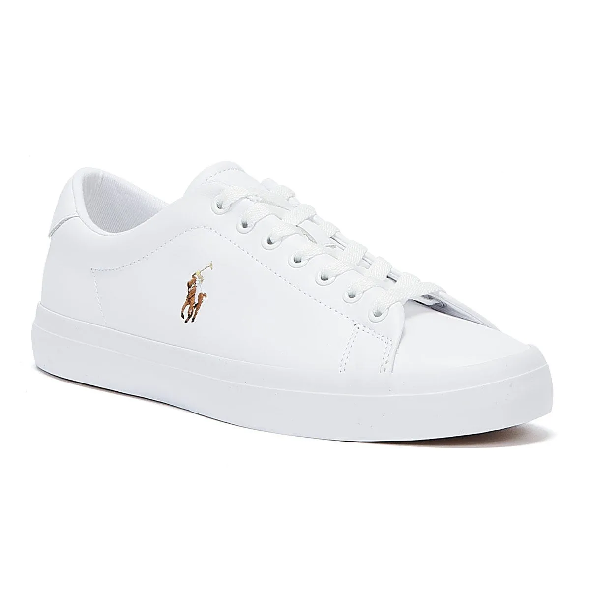 Compression Fit Ralph Lauren Longwood Leather White Trainers