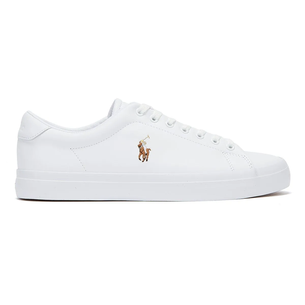 Compression Fit Ralph Lauren Longwood Leather White Trainers