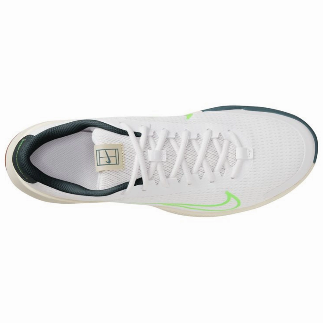 Controlled Fit Nike Court Vapor Lite 2 White Green Strike - Deep Jungle Men's Hard Court Tennis Shoes