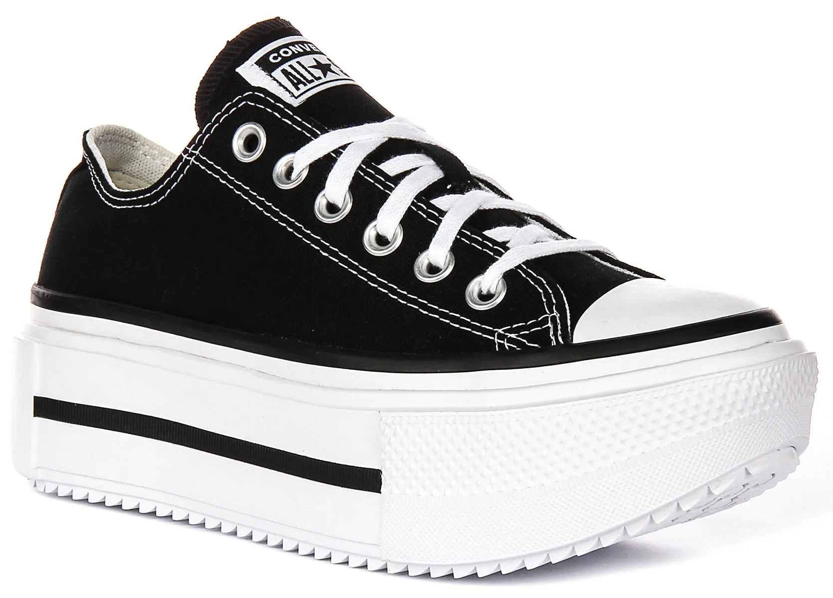 Converse All Star Lift Double Stack A15490C In Black White Flexible Construction Light cushion