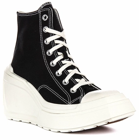 Heel Safe Converse A06478C De Luxe Wedge In Black White For Women