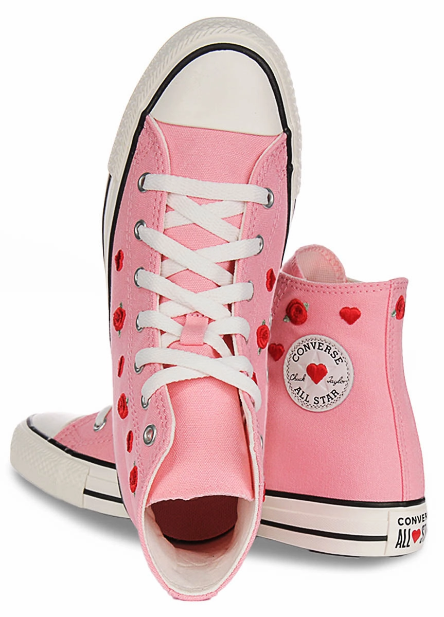 Converse All Star A12624C Heart & Roses In Pink For Junior Soft Insole