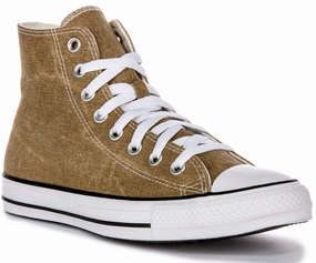 Converse All Star Hi A07456C In Light Brown Washed Fun run adult style