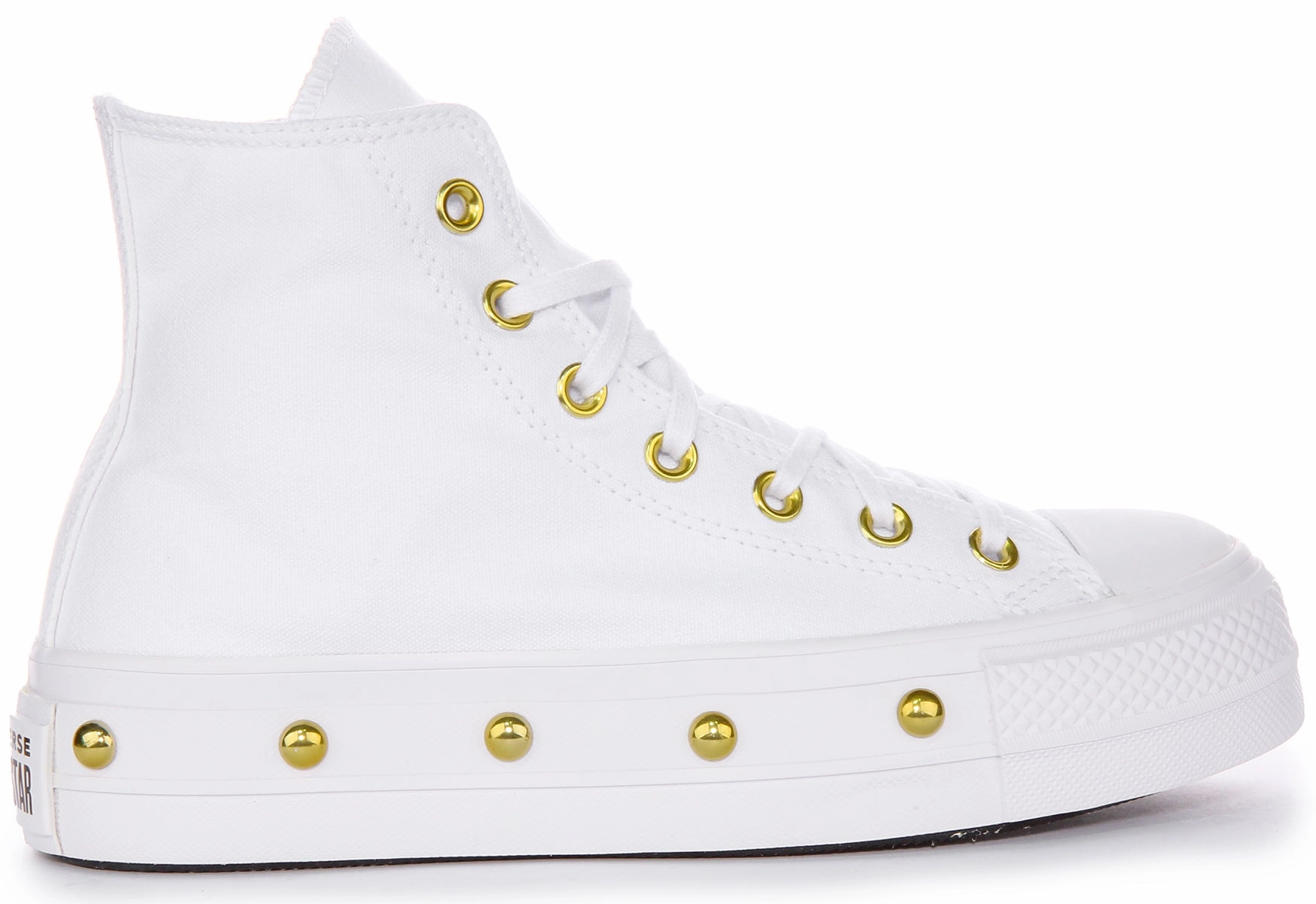 Converse All Star Lift A06787C In White Gold Studds Premium Craft