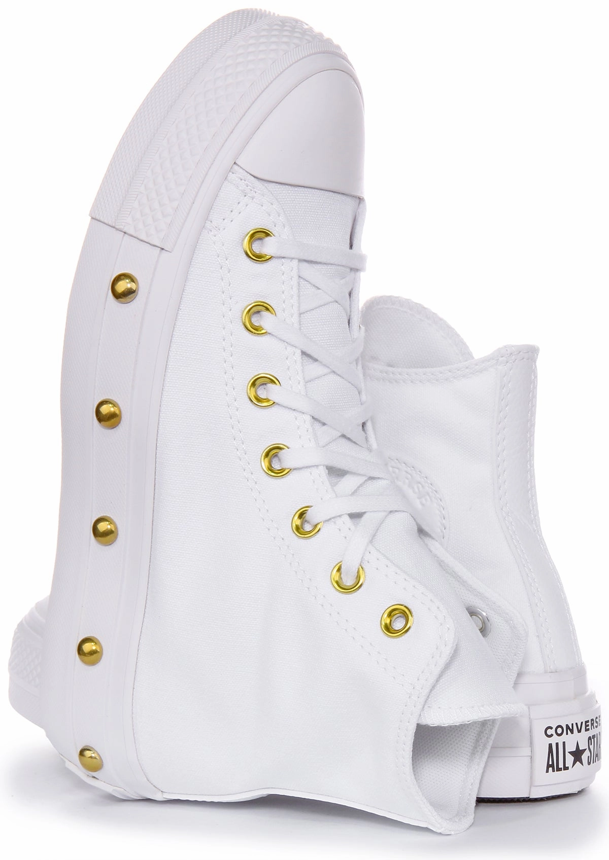 Converse All Star Lift A06787C In White Gold Studds Premium Craft