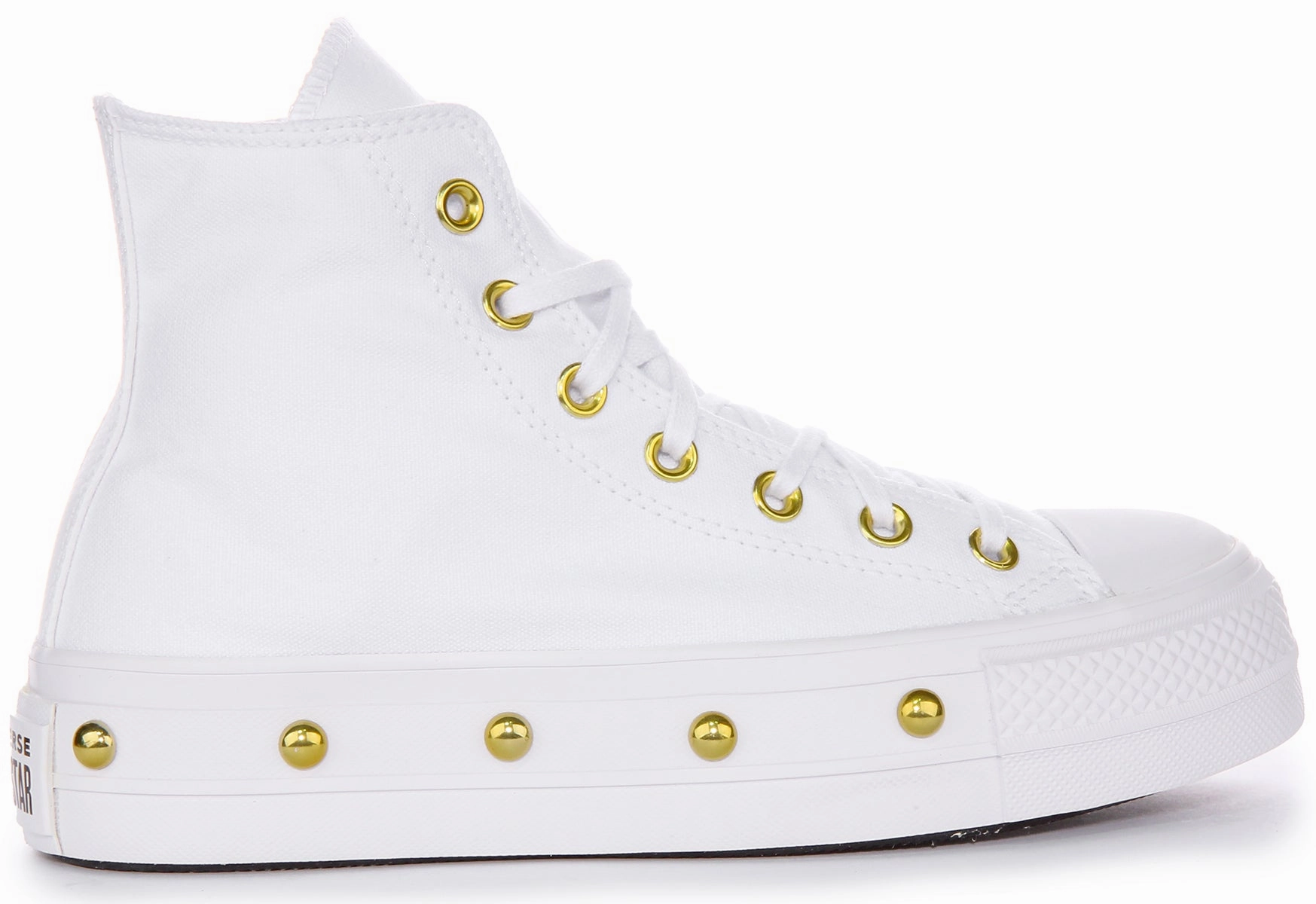 Converse All Star Lift A06787C In White Gold Studds Premium Craft