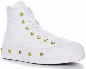 Parent Hike Wind Safe Converse All Star Lift A06787C In White Gold Studds