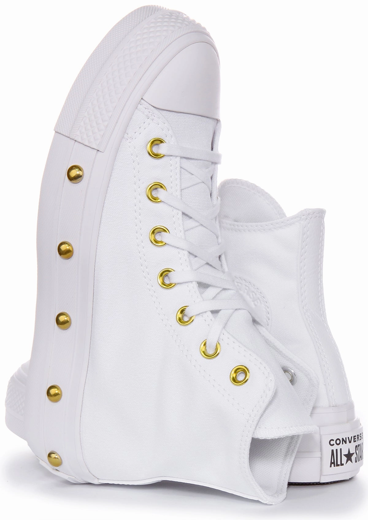 Converse All Star Lift A06787C In White Gold Studds Premium Craft