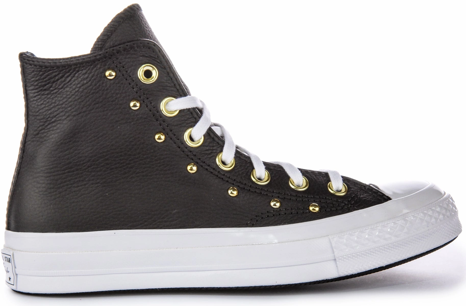 Converse All Star Lift A06809C In Black Gold Leather Soft Padding