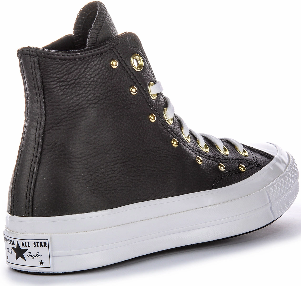 Converse All Star Lift A06809C In Black Gold Leather Soft Padding